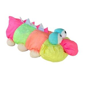 Vintage Neon Nylon Catepillar Prestige Toys 80s Squeaky Puffy Toy 15”